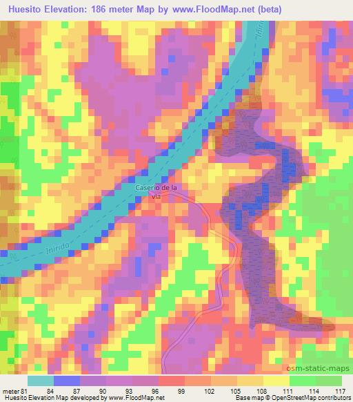 Huesito,Colombia Elevation Map