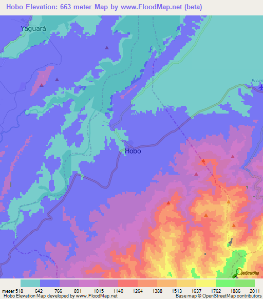 Hobo,Colombia Elevation Map