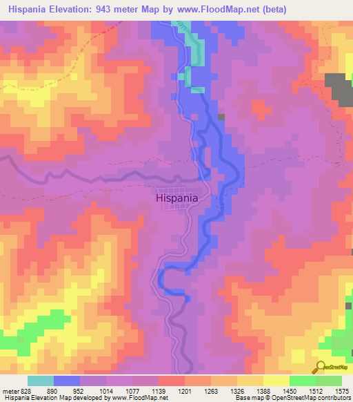 Hispania,Colombia Elevation Map