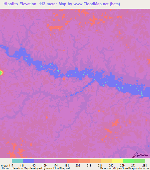 Hipolito,Colombia Elevation Map