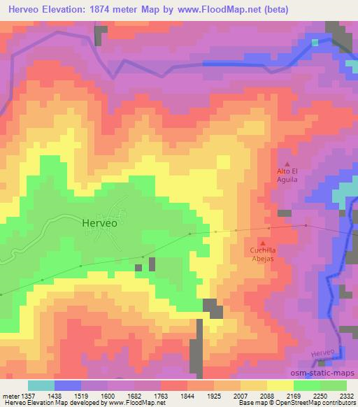 Herveo,Colombia Elevation Map