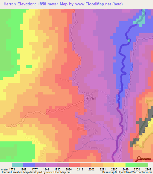 Herran,Colombia Elevation Map