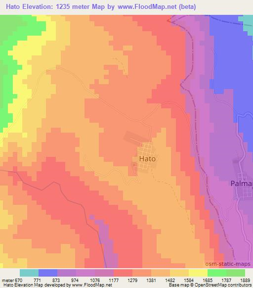 Hato,Colombia Elevation Map