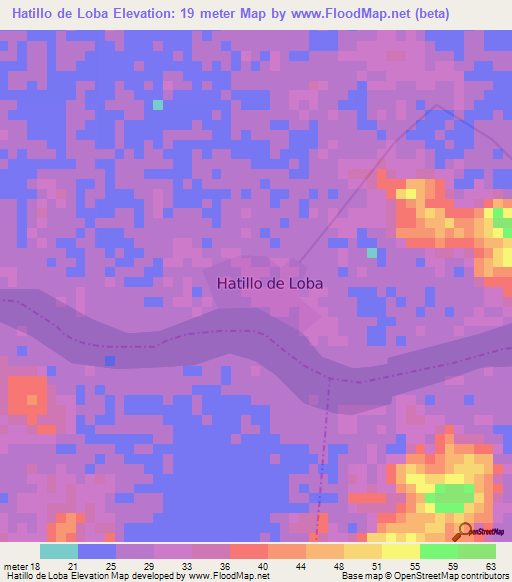 Hatillo de Loba,Colombia Elevation Map