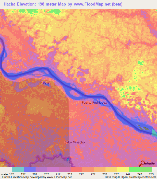 Hacha,Colombia Elevation Map