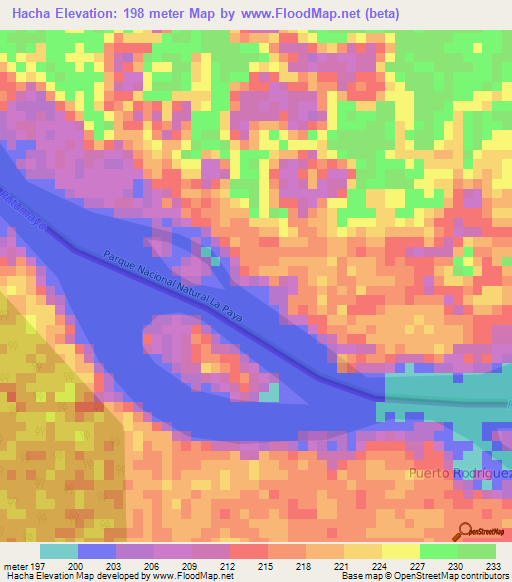 Hacha,Colombia Elevation Map