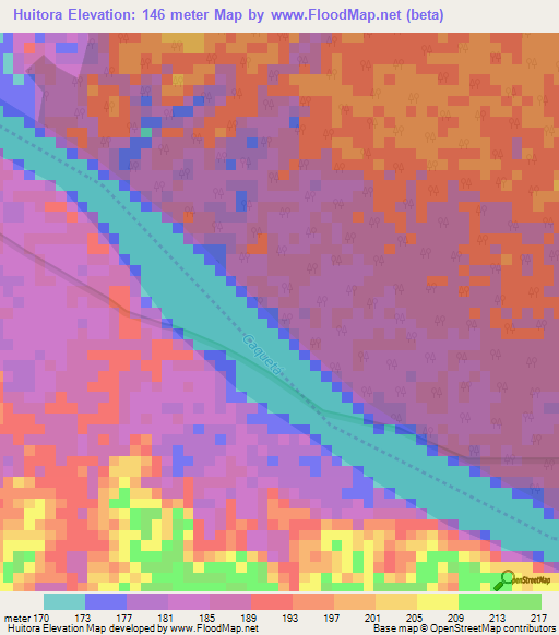 Huitora,Colombia Elevation Map