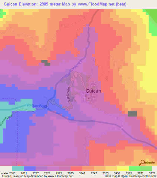 Guican,Colombia Elevation Map