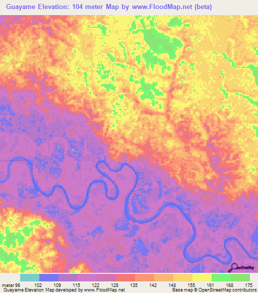 Guayame,Colombia Elevation Map