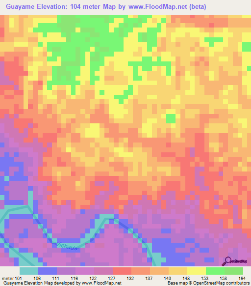 Guayame,Colombia Elevation Map