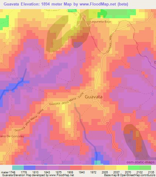 Guavata,Colombia Elevation Map