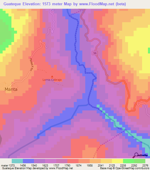 Guateque,Colombia Elevation Map