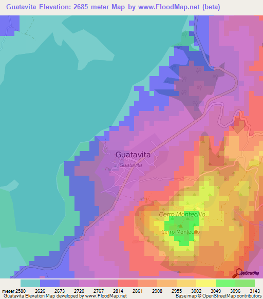 Guatavita,Colombia Elevation Map