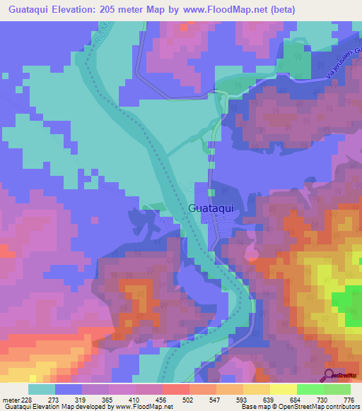 Guataqui,Colombia Elevation Map