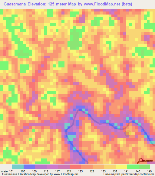 Guasamana,Colombia Elevation Map