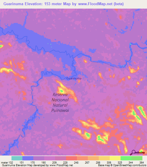 Guarinuma,Colombia Elevation Map