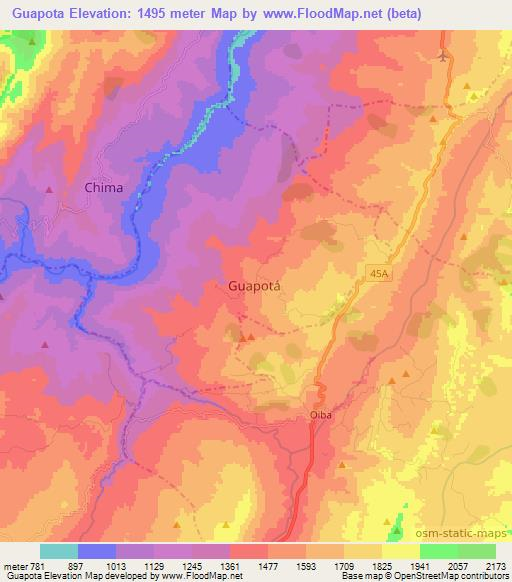 Guapota,Colombia Elevation Map