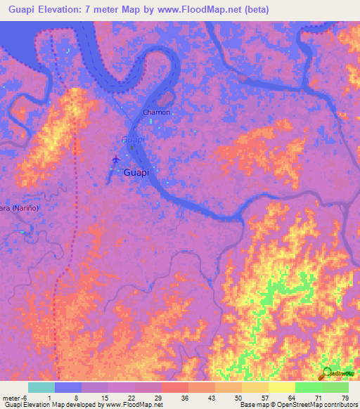 Guapi,Colombia Elevation Map