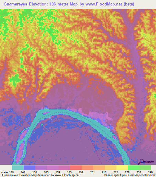 Guamareyes,Colombia Elevation Map