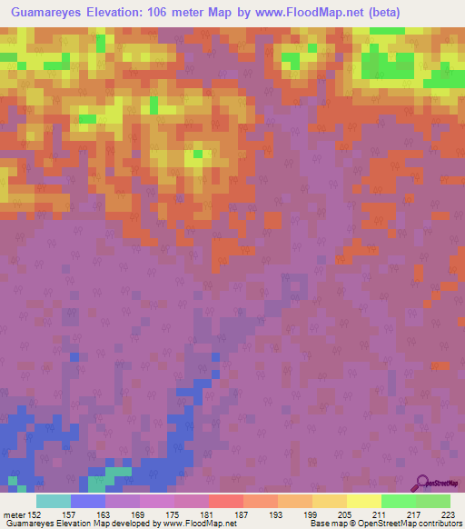 Guamareyes,Colombia Elevation Map