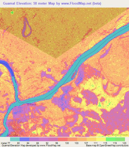 Guamal,Colombia Elevation Map