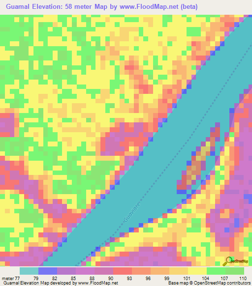 Guamal,Colombia Elevation Map