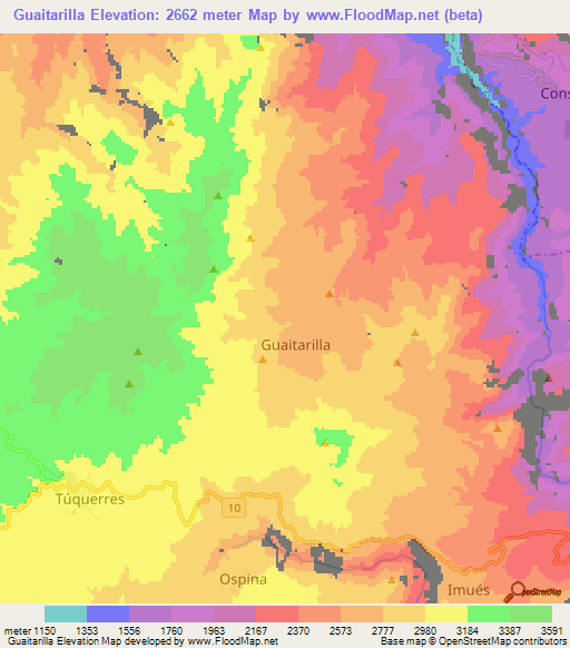 Guaitarilla,Colombia Elevation Map