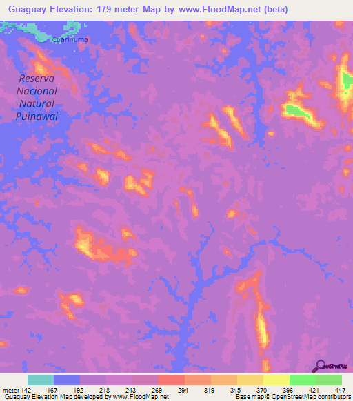 Guaguay,Colombia Elevation Map