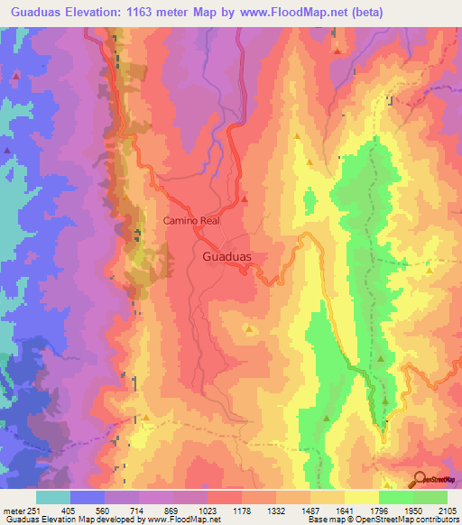 Guaduas,Colombia Elevation Map