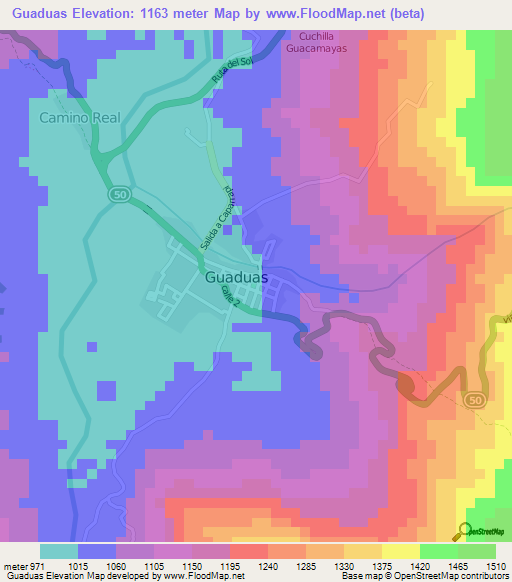 Guaduas,Colombia Elevation Map