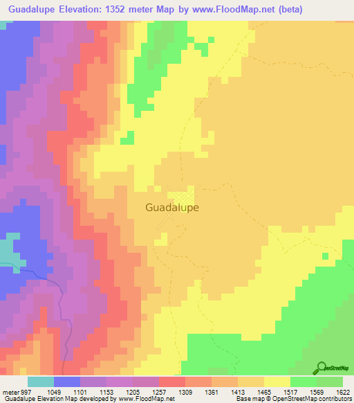 Guadalupe,Colombia Elevation Map