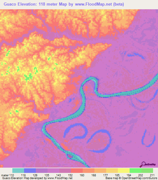 Guaco,Colombia Elevation Map