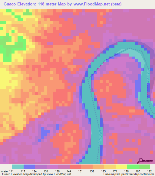 Guaco,Colombia Elevation Map