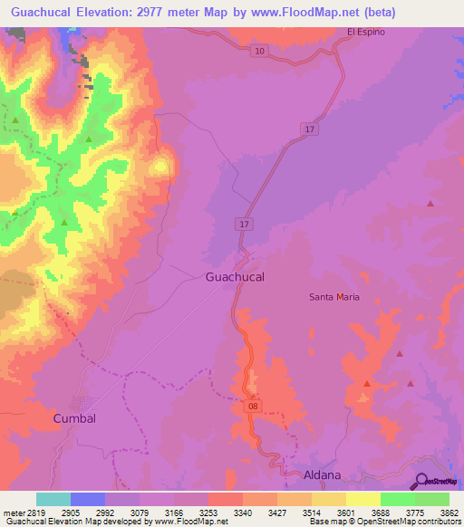 Guachucal,Colombia Elevation Map