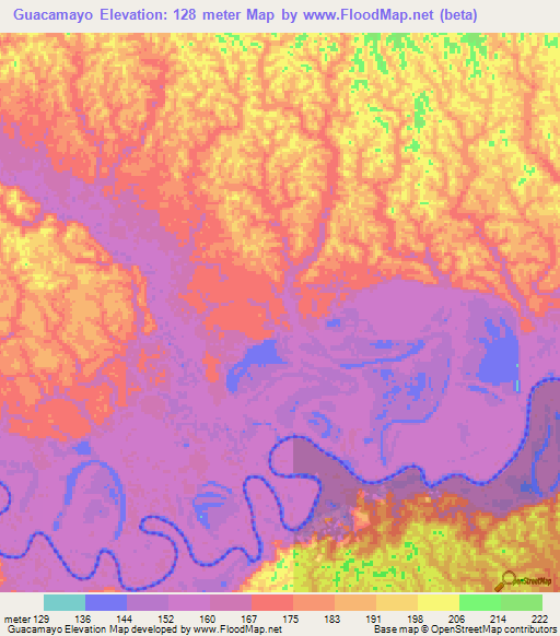 Guacamayo,Colombia Elevation Map