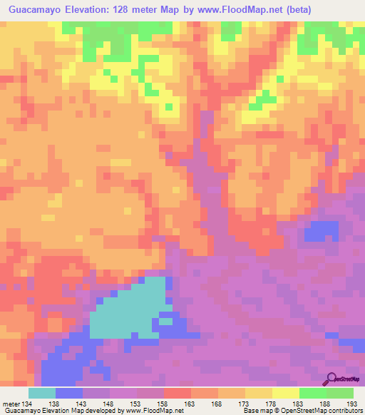 Guacamayo,Colombia Elevation Map