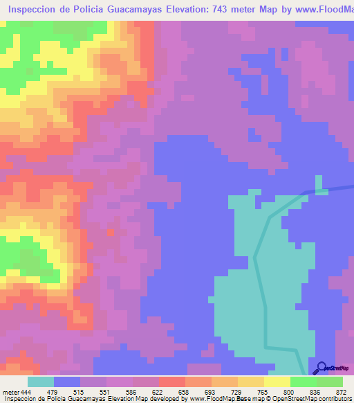 Inspeccion de Policia Guacamayas,Colombia Elevation Map