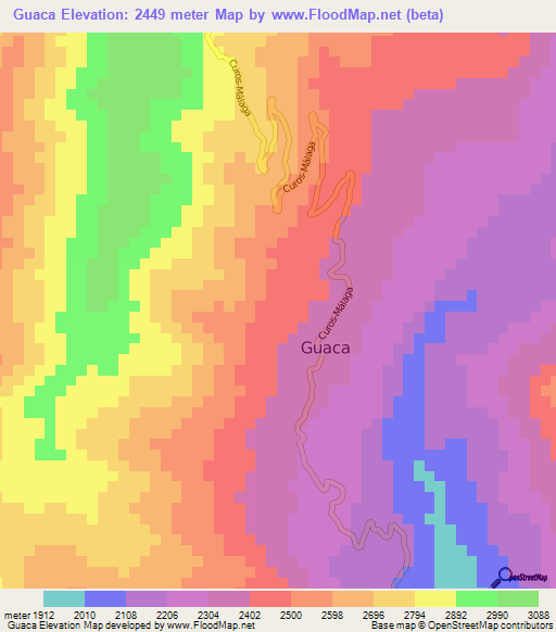 Guaca,Colombia Elevation Map