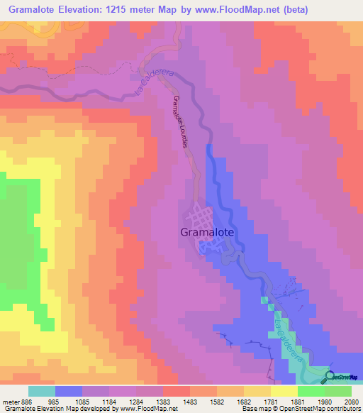 Gramalote,Colombia Elevation Map