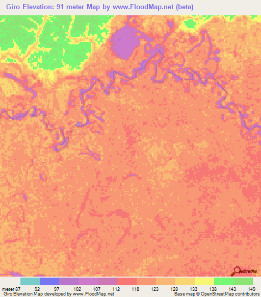 Giro,Colombia Elevation Map