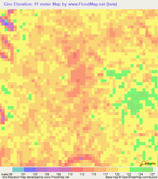 Giro,Colombia Elevation Map