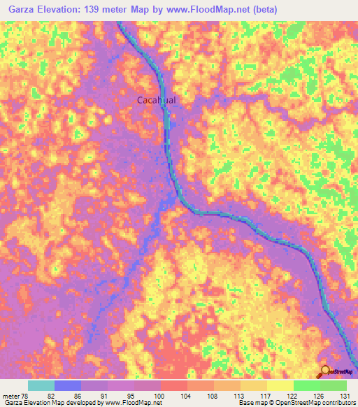 Garza,Colombia Elevation Map