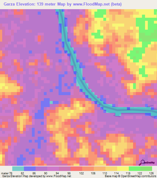 Garza,Colombia Elevation Map