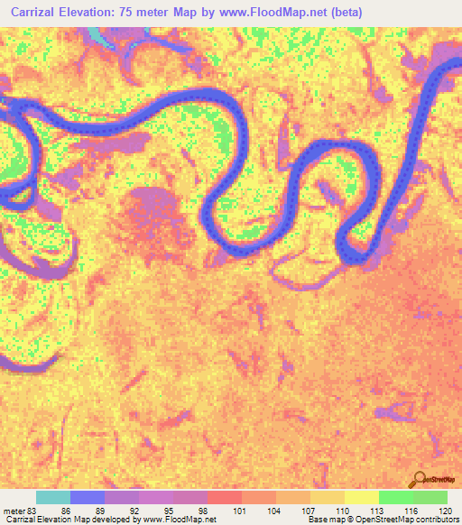 Carrizal,Colombia Elevation Map