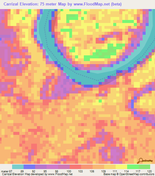 Carrizal,Colombia Elevation Map