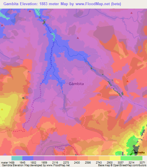 Gambita,Colombia Elevation Map