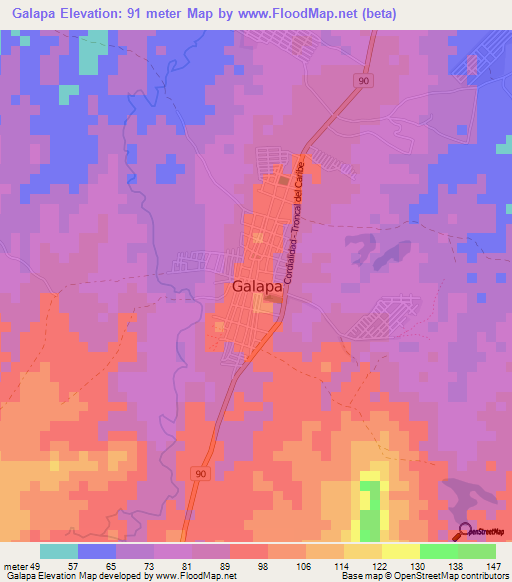 Galapa,Colombia Elevation Map