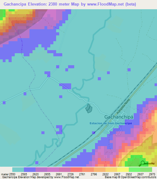 Gachancipa,Colombia Elevation Map