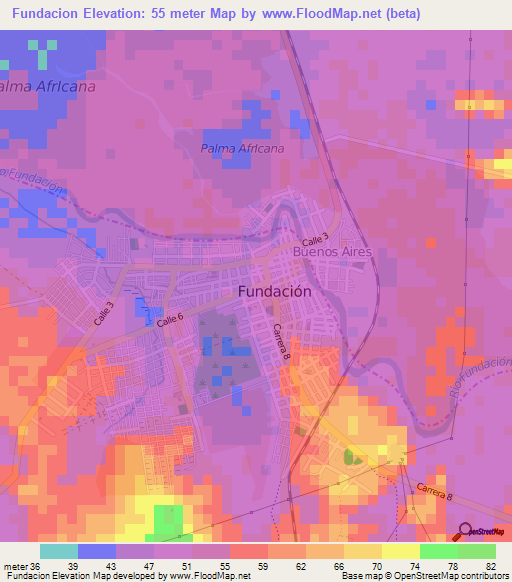 Fundacion,Colombia Elevation Map