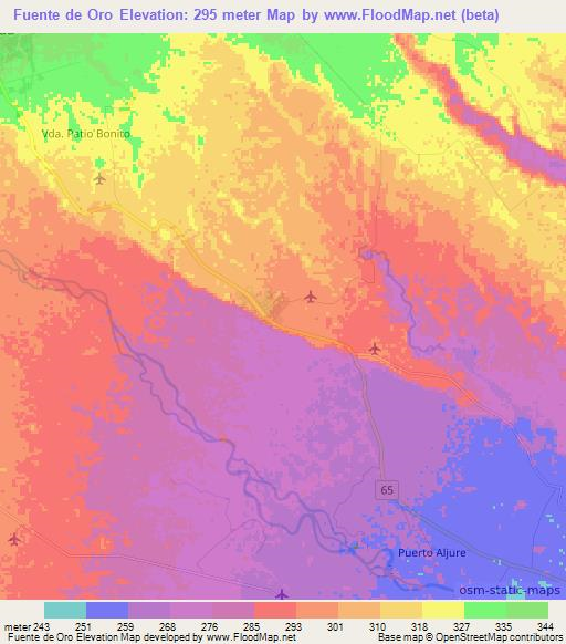 Fuente de Oro,Colombia Elevation Map